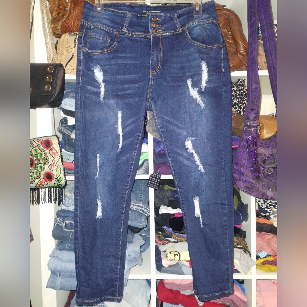 Planet B Blue Distressed Jeans Plus Size 20